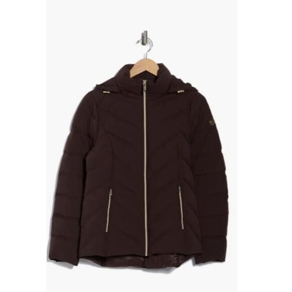 Michael Kors Womens Brown Zip Up Quilted Puffer Water Resistant Jacket Sz M New - Picture 14 of 15